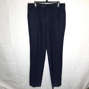 Marchatti Italy 36R Navy Dress Pants Flat Front Lined Trousers Polyester Rayon